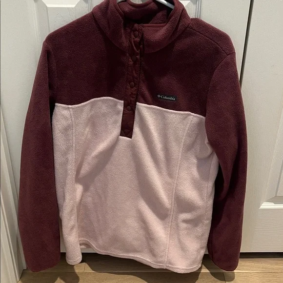 Columbia Maroon and Light Pink Fleece Pullover - Picture 1 of 1